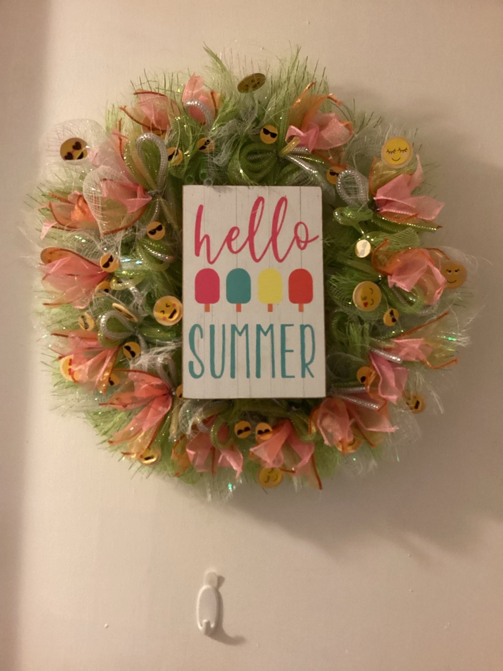 Hello summer with battery operated lights wreath